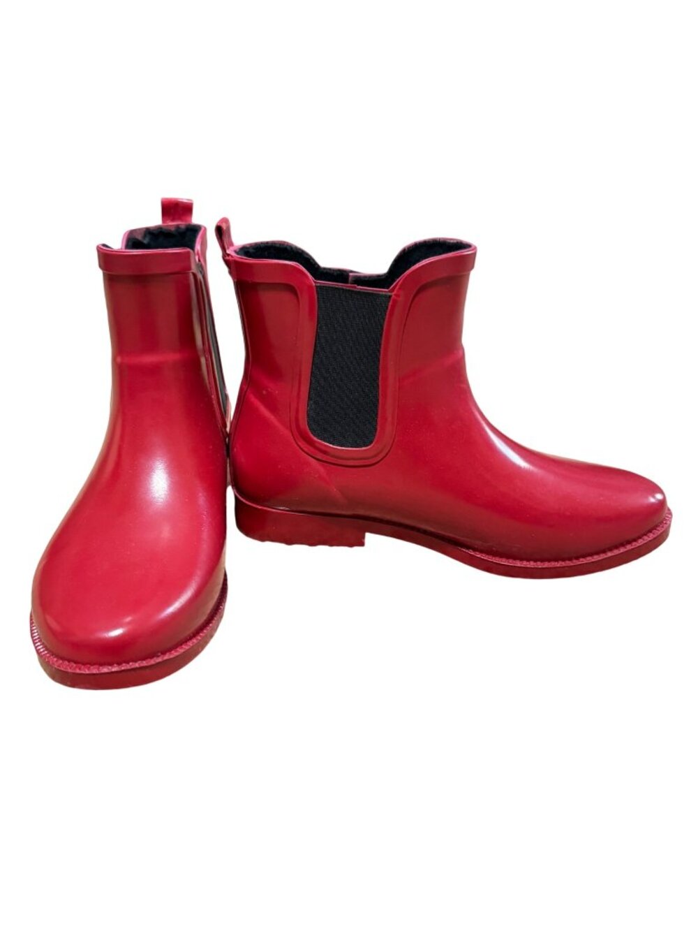 Michael Kors Red Rain Boots Size 6 Chelsea Style All Rubber Outer Womens